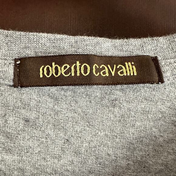 ROBERTO CAVALLI | Gray Heather Logo Tee Shirt | Size Large - Picture 3 of 6